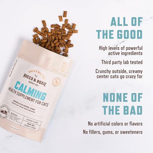 Rocco & Roxie Cat Calming Treats, Melatonin & Ashwagandha, Chews in Kuwait