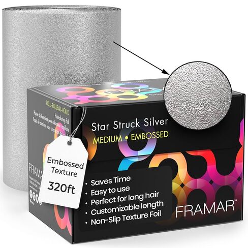 Framar Star Struck Silver Embossed Roll Aluminum Foil, Hair Foils For Highlighting - Medium 320 ft in Saudi Arabia