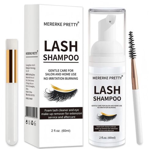 Eyelash Extension Shampoo 50 ml + Brush - Eyelid Foaming Cleanser - Sensitive Paraben & Sulfate Free - Eyelash Wash and Lash Bath for Extensions - Salon Use and Home Care in Kuwait
