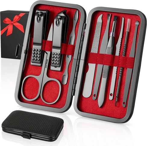 Manicure Kit, Okom Manicure Set, Travel Essentials Nail Kit, Includes Nail Clippers, Nail File and Pedicure Tools for Feet Pedicure Kit, Gifts for Men and Woman, Grooming Kit(19Pcs) in Saudi Arabia