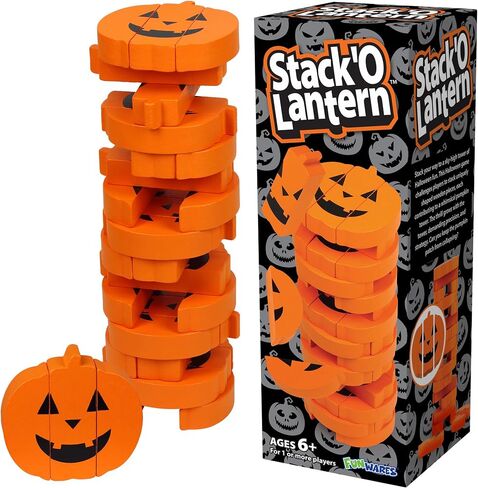 Funwares Stack-O-Lantern Halloween Stacking Game, Pumpkin Wooden Blocks in Kuwait