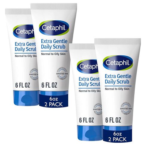 Cetaphil Exfoliating Face Wash, Extra Gentle Daily Face Scrub, Gently Exfoliates & Cleanses, For All Skin Types, Non-Irritating & Hypoallergenic, Suitable For Sensitive Skin, 6 Fl Oz, Pack of 2 in Kuwait