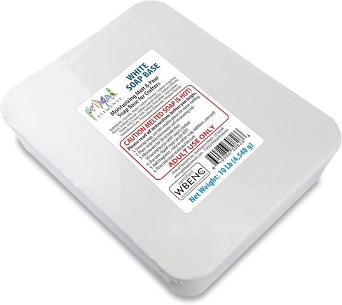 Primal Elements White Soap Base - Moisturizing Melt and Pour Glycerin Base for Crafting and Soap Making, Easy to Cut, Unscented - 10 Pound, Pack of 1 in Saudi Arabia