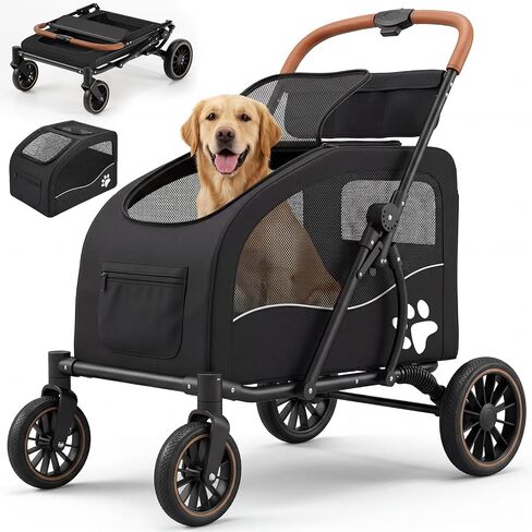 Dog Stroller for Large Dogs(up to 110lbs), Foldable Pet Stroller with Detachable & Collapsible Cabin, Dog Stroller for 2 Dogs or Multiple Cats, Spacious Dog Wagon for Large Dog & Medium Dog 20+ lbs in Kuwait