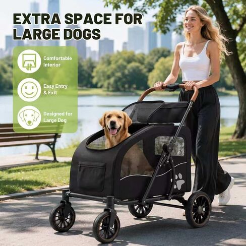 Dog Stroller for Large Dogs(up to 110lbs), Foldable Pet Stroller with Detachable & Collapsible Cabin, Dog Stroller for 2 Dogs or Multiple Cats, Spacious Dog Wagon for Large Dog & Medium Dog 20+ lbs in Kuwait