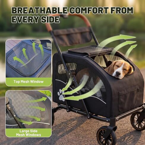 Dog Stroller for Large Dogs(up to 110lbs), Foldable Pet Stroller with Detachable & Collapsible Cabin, Dog Stroller for 2 Dogs or Multiple Cats, Spacious Dog Wagon for Large Dog & Medium Dog 20+ lbs in Kuwait