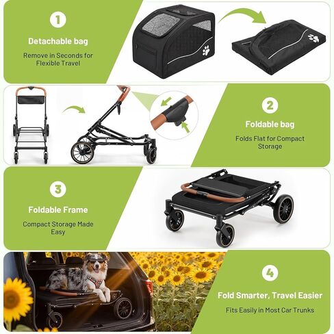 Dog Stroller for Large Dogs(up to 110lbs), Foldable Pet Stroller with Detachable & Collapsible Cabin, Dog Stroller for 2 Dogs or Multiple Cats, Spacious Dog Wagon for Large Dog & Medium Dog 20+ lbs in Kuwait