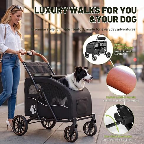 Dog Stroller for Large Dogs(up to 110lbs), Foldable Pet Stroller with Detachable & Collapsible Cabin, Dog Stroller for 2 Dogs or Multiple Cats, Spacious Dog Wagon for Large Dog & Medium Dog 20+ lbs in Kuwait