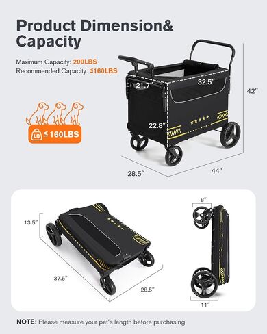 Heavy Duty Pet Stroller for Medium & Large Dogs with Ramp in Kuwait