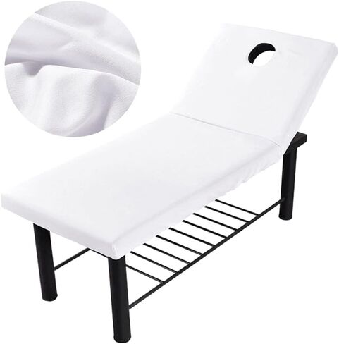 EKDJKK Massage Table Sheet, Massage Bed Cover with Face Hole, Fitted Sheets Washable Reusable Massage Table Cover(Blue, 2PC) in Saudi Arabia