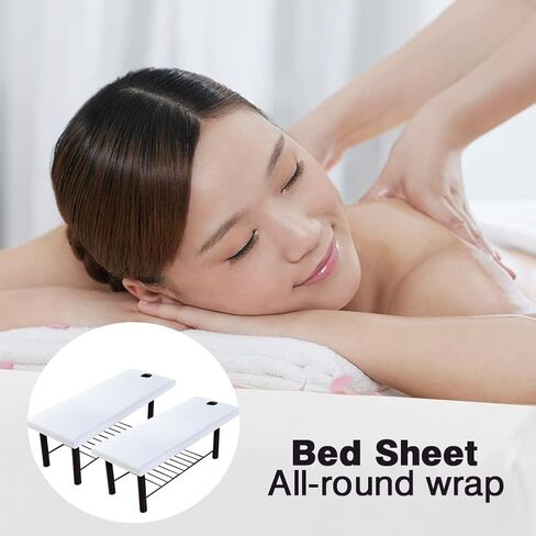 EKDJKK Massage Table Sheet, Massage Bed Cover with Face Hole, Fitted Sheets Washable Reusable Massage Table Cover(Blue, 2PC) in Saudi Arabia