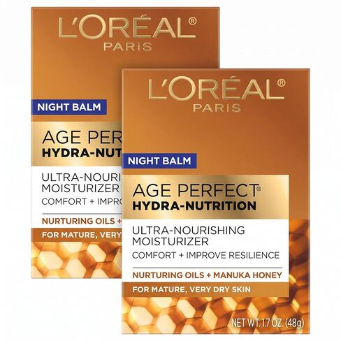 L'Oreal Paris Skincare Age Perfect Hydra Nutrition Ultra Nourishing Honey Night Balm, Face Moisturizer to Comfort, Improve Resilience on Dry Skin, Manuka Honey and Nurturing Oils, 1.7 oz. in Kuwait