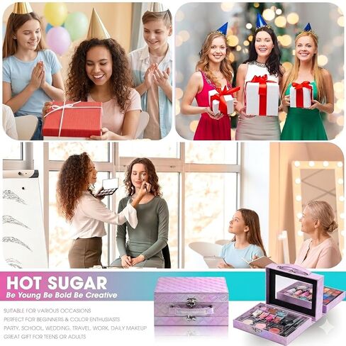 Hot Sugar Makeup Kit for Preteen Girls 10-12, Birthday Christmas Makeup Gift Set for Teens 16-18, All in One Beginner Makeup Kit for Women Full Kit (Blue Diamond) in Saudi Arabia