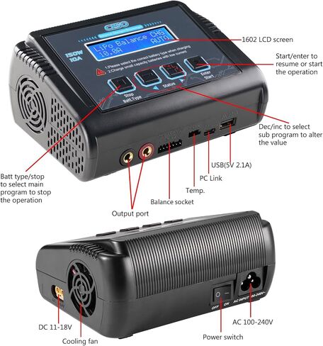 LiPo Battery Charger, 150W 10A Balance Fast Charger for RC Car Drone in Saudi Arabia