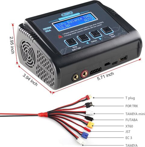 LiPo Battery Charger, 150W 10A Balance Fast Charger for RC Car Drone in Saudi Arabia