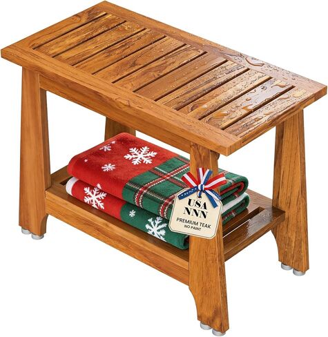 30" Teak Shower Bench with Shelf/Shower Benches for Inside Shower/Teak Bench/Bathroom Bench/Teak Shower seat/for spa, Showers, Pools and Other Wet environments,Patented Designs. in Kuwait