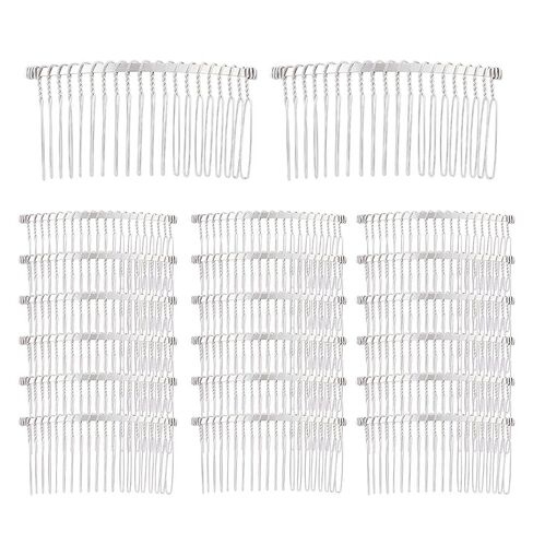 20 Pack Bulk 20 Teeth Silver Metal Side Hair Combs Wire Twist Hair Clips Wedding Bridal Veil Combs Decorative Headpiece French Twist Updo Bun Accessories in Kuwait