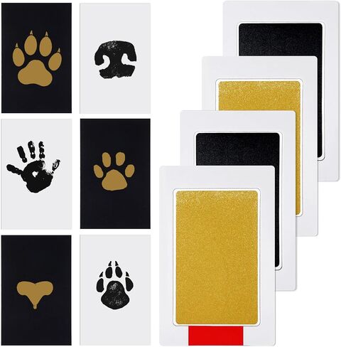 4Pcs Inkless Hand and Footprint Kit Print Kit for Dogs & Cats Gold Black in Saudi Arabia