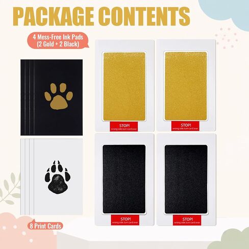 4Pcs Inkless Hand and Footprint Kit Print Kit for Dogs & Cats Gold Black in Saudi Arabia