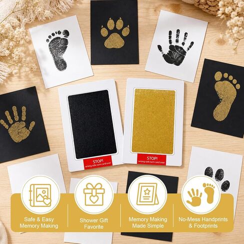 4Pcs Inkless Hand and Footprint Kit Print Kit for Dogs & Cats Gold Black in Saudi Arabia