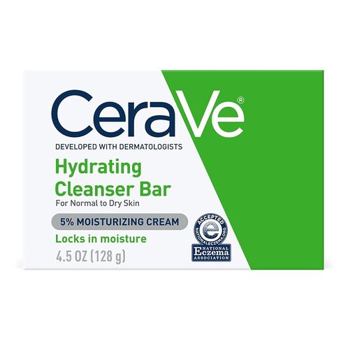 CeraVe Hydrating Cleanser Bar | Soap-Free Body and Facial Cleanser with 5% Moisturizing Cream | Fragrance-Free | Single Bar, 4.5 Ounce in Kuwait