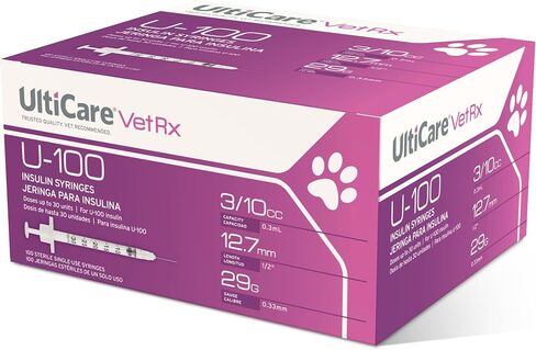UltiCare VetRx U-100 Insulin Syringes for Pets, 3/10cc, 29G x 1/2", 100 Ct in Saudi Arabia