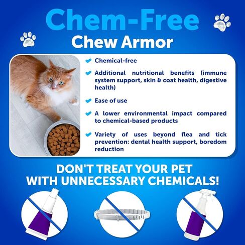 Flea and Tick Prevention for Cats - 135 Chews - Cat Flea & Tick Control in Kuwait