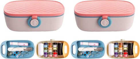 Missraza Sewing Kit, Portable Kit for Adults, Plastic Box Needle and Thread Accesories Supplies Pink 15.5x6cm(6.1x2.36in) in Kuwait