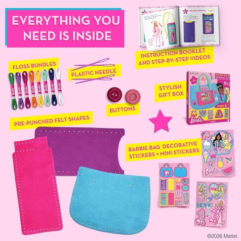 Barbie® Sew Your Own Minibag Kit for Kids Ages 6-12 - 6 Felt Bag Projects in Kuwait