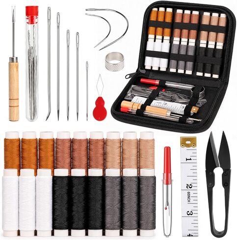 Coquimbo Leather Sewing Kit: 43pcs Needle and Thread Kit with Sewing Awl in Kuwait