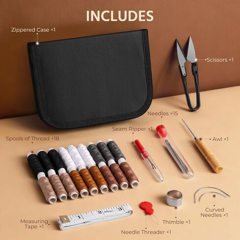 Coquimbo Leather Sewing Kit: 43pcs Needle and Thread Kit with Sewing Awl in Kuwait