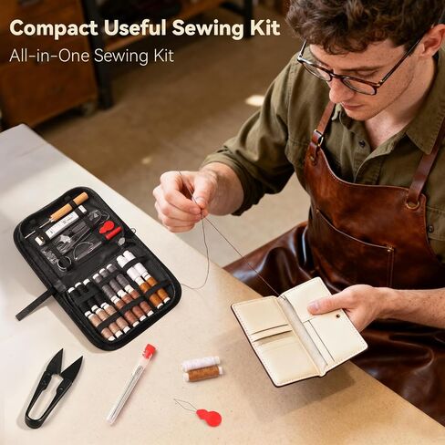 Coquimbo Leather Sewing Kit: 43pcs Needle and Thread Kit with Sewing Awl in Kuwait