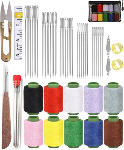 44Pcs Sewing Tool Set, Big Eye Steel Sewing Needle Kit for Hand Sewing in Saudi Arabia
