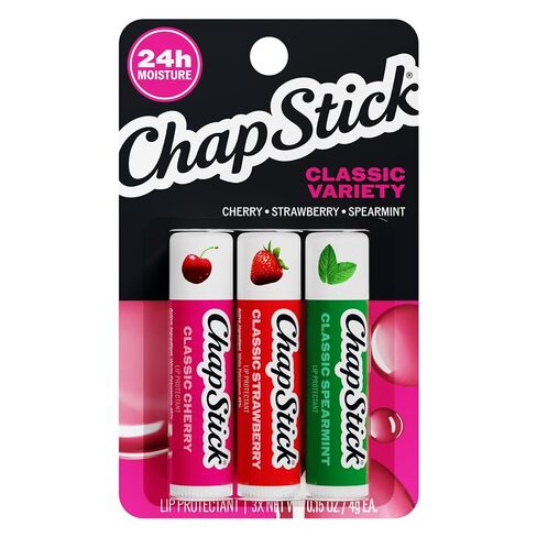 ChapStick Classic Spearmint, Cherry and Strawberry Lip Balm Tubes Variety Pack - 0.15 Oz Each (Pack of 3) in Saudi Arabia