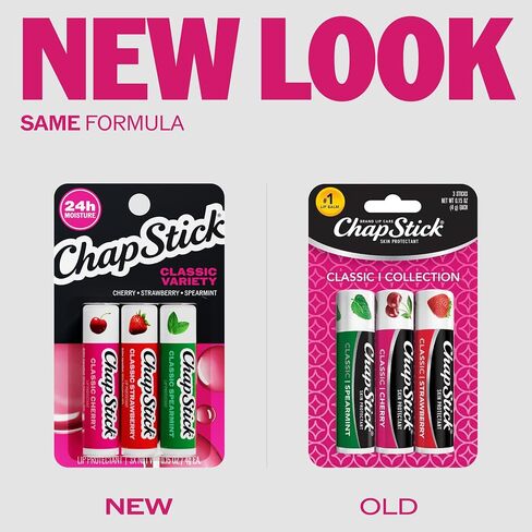 ChapStick Classic Spearmint, Cherry and Strawberry Lip Balm Tubes Variety Pack - 0.15 Oz Each (Pack of 3) in Saudi Arabia