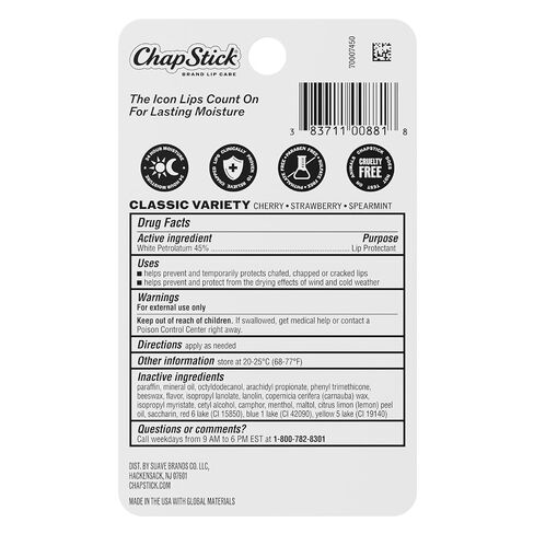 ChapStick Classic Spearmint, Cherry and Strawberry Lip Balm Tubes Variety Pack - 0.15 Oz Each (Pack of 3) in Saudi Arabia