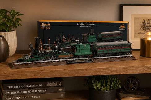 The ATOM Brick John Bull Locomotive Building Set – Historic 1831 Steam Engine Model, Premium Mini-Brick Construction Kit with Hardcover Instruction Book, Detailed Train Collectible for Teens & Adults in Kuwait