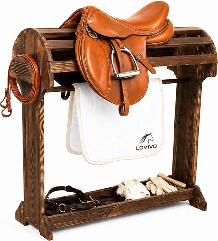 Large Wood Saddle Rack with Curved Top Surface, for Horse Tack Organizers in Kuwait