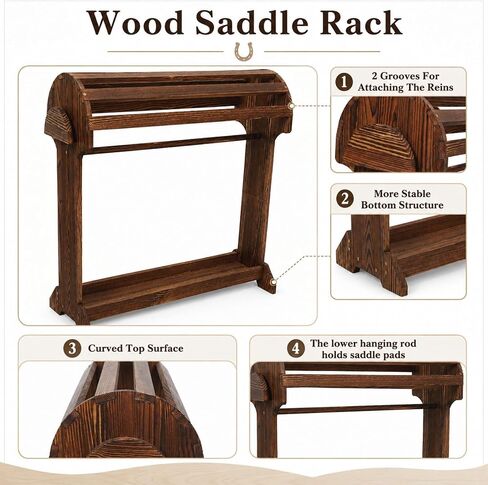 Large Wood Saddle Rack with Curved Top Surface, for Horse Tack Organizers in Kuwait
