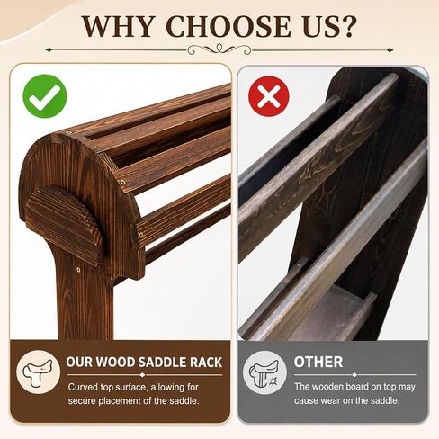Large Wood Saddle Rack with Curved Top Surface, for Horse Tack Organizers in Kuwait