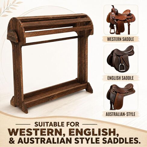 Large Wood Saddle Rack with Curved Top Surface, for Horse Tack Organizers in Kuwait