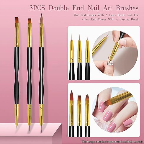32pcs Nail Art Brushes,Acrylic Nail Brush,Nail Brushes For Nail Art,Nail Art Dotting Tool Set,Nail Art Tool Set,Nail Art Liner Brush,Nail Dust Brush,Nail Drawing Pens For Beginners And Salon Home Use in Kuwait