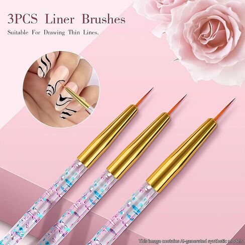 32pcs Nail Art Brushes,Acrylic Nail Brush,Nail Brushes For Nail Art,Nail Art Dotting Tool Set,Nail Art Tool Set,Nail Art Liner Brush,Nail Dust Brush,Nail Drawing Pens For Beginners And Salon Home Use in Kuwait
