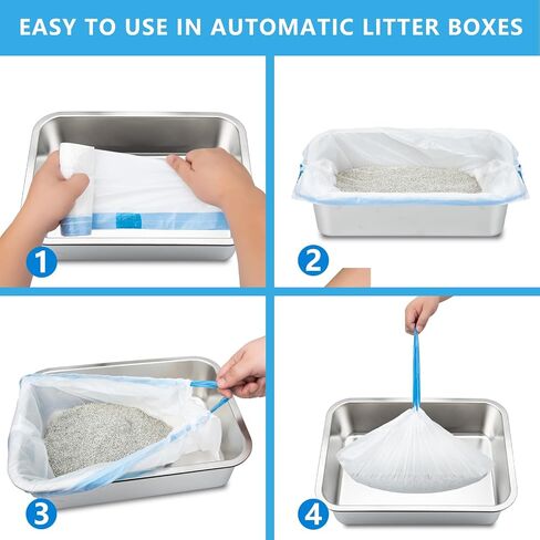 ELS PET 40 Count Small Cat Litter Box Liners, Heavy-Duty Drawstring Waste Bags Compatible with G1 E2 Orbitie Models, Pre-Perforated Roll, 21.6"×11" Extra Thick HDPE Tear-Resistant in Kuwait