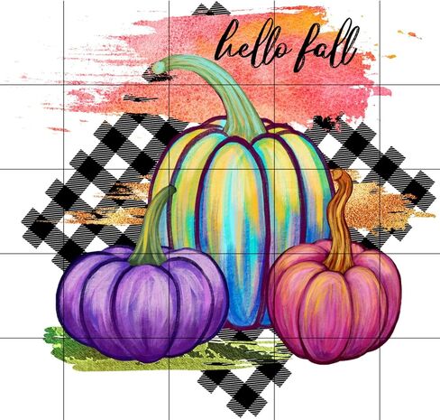 Hello Fall Pumpkins Sublimation Transfer, Plaid, Ready to Press, Autumn, Fall, Pumpkin Sub Transfer, Printed, Ready to Use, T-Shirt Size in Saudi Arabia