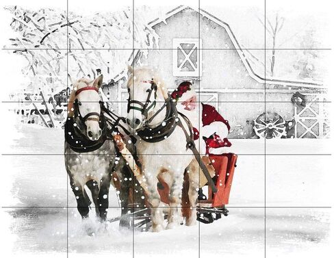 Christmas Ranch Scene Sublimation Transfer, Horses, Santa, Sleigh, Barn, Printed Sub, Sublimation Design Transfer, Ready to Use, Adult/Child Shirt in Saudi Arabia