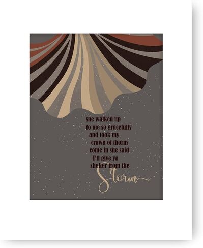 Shelter from the Storm - Song Lyric Wall Art Print Quote Home Decor (14"L x 11"W, Print Matted) in Saudi Arabia
