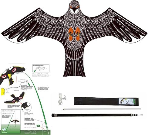 Bird Deterrent Printed Hawk Kite Reflective Wings with Fiberglass Pole in Saudi Arabia