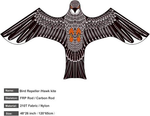 Bird Deterrent Printed Hawk Kite Reflective Wings with Fiberglass Pole in Saudi Arabia