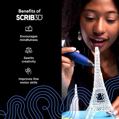 SCRIB3D Advanced 3D Printing Pen with 20 Feet of Filament, Stencil Book, and Project Guide in Saudi Arabia